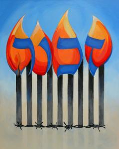 Holocaust Remembrance Painting, Zachor, Now Available By Contemporary Judaic Artist, Marlene Burns